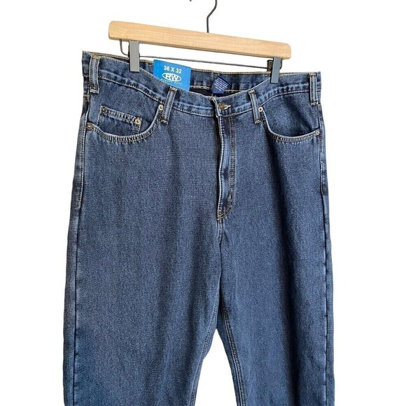 Rugged Wear Jeans Fleece Lined Denim Mens Size 36x32 Blue Straight Leg New - Picture 2 of 10